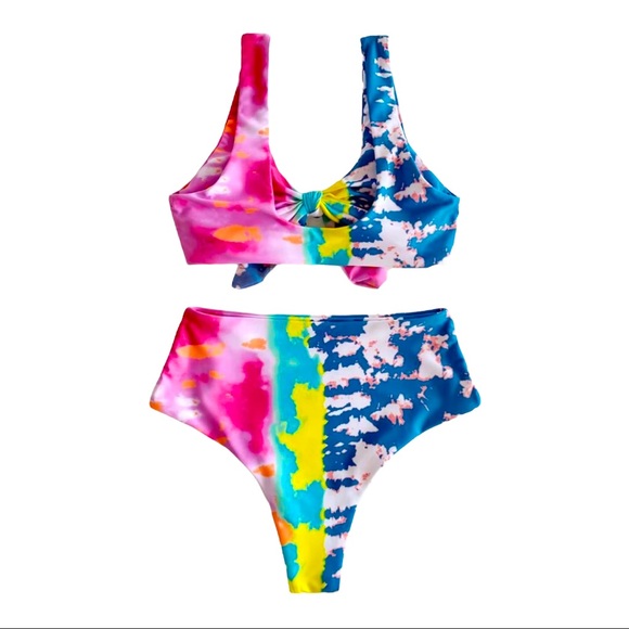 Tie Dye Tie Front Cheeky Bikini NEW - Picture 3 of 4